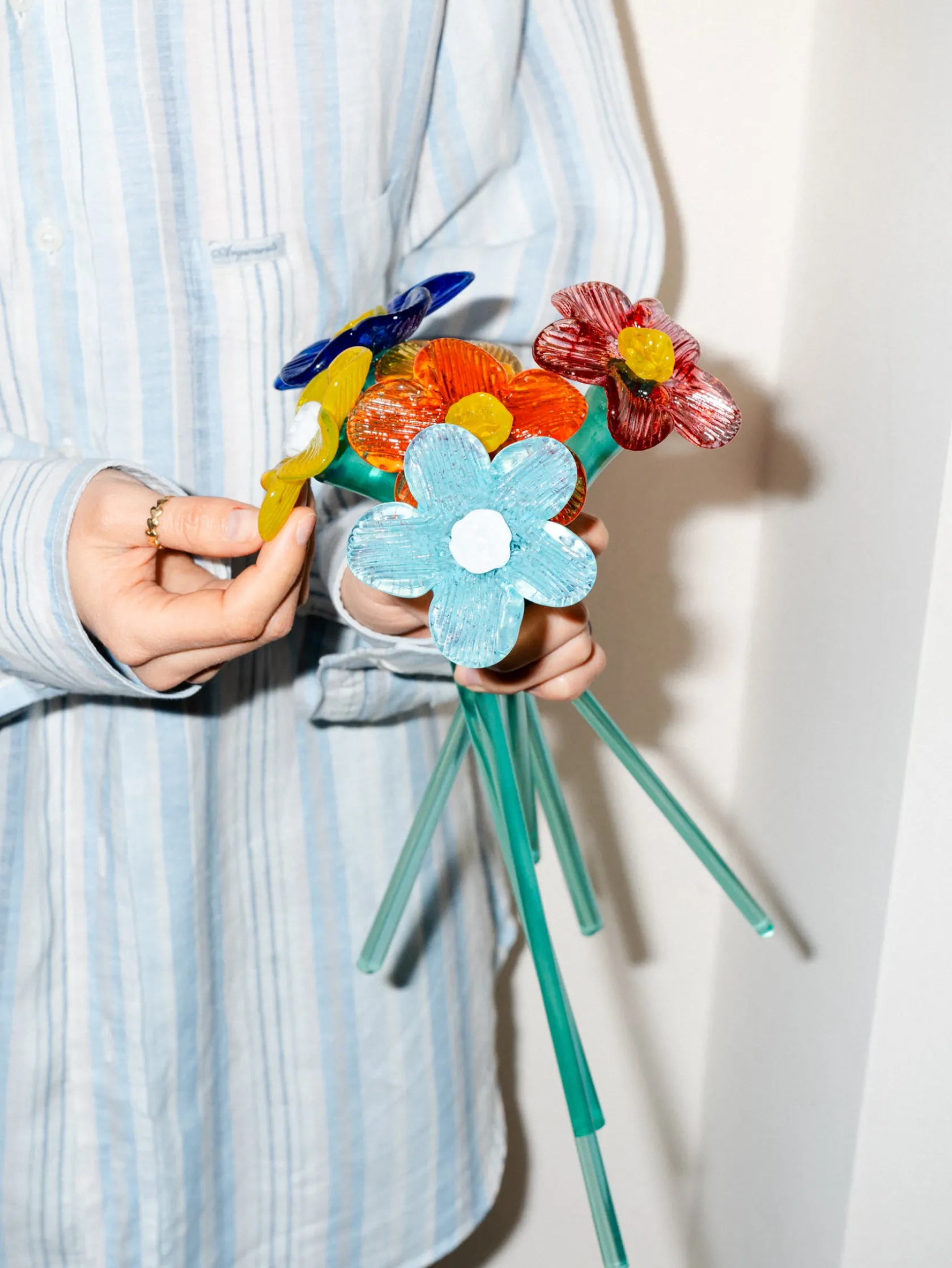 Damen/Herren HOFF Deko|Deko-MOUTHBLOWN CRYSTAL FLOWER BLUE